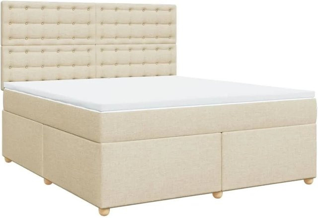 vidaXL Boxspringbett mit Matratze Hybrid-Design mit Taschenfederkern in Creme, B/T: 180 x 200 cm - Bild 1