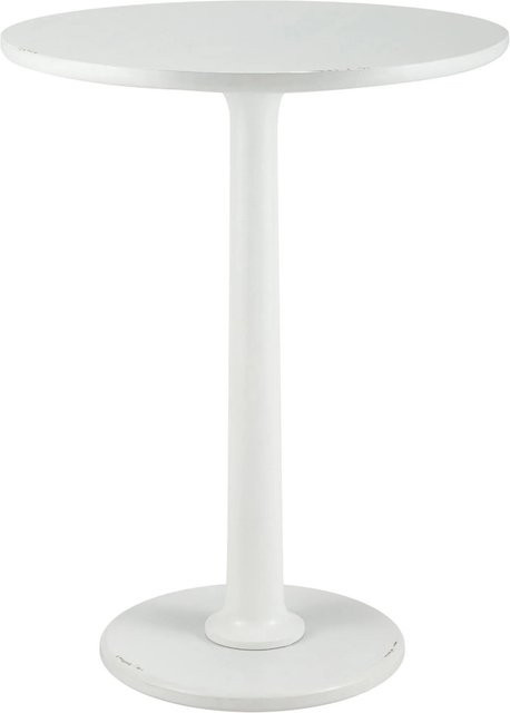 DELUKE Beistelltisch MERLE aus Mindi-Massivholz, rund, Antik-Weiß, B/T/H: 50 x 50 x 65 cm - Bild 1