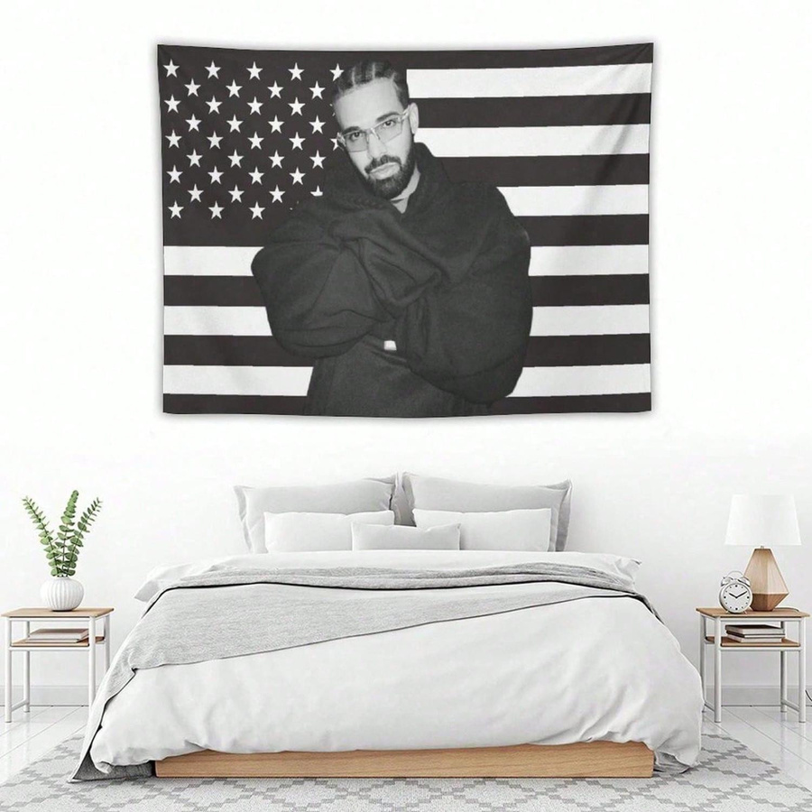 JMG Household Supplies Drake Retro Wandteppich mit amerikanischer Flagge in Schwarz-Weiß, Breite: 40 cm, Höhe: 60 cm - Bild 3