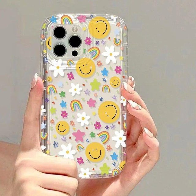 Stoßfeste Love Heart Handyhülle mit süßem Blumenmuster für Apple iPhone 11 bis iPhone 15 Pro Max in Weiß - Bild 1