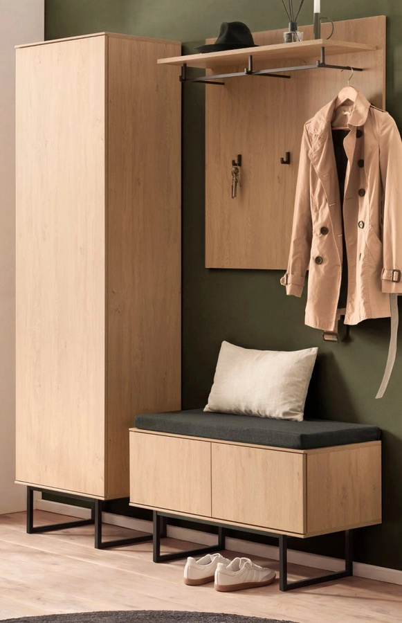 4-tlg. Garderobe Set Breda von Furn.Design in Eiche matt, modern für den Flur, B/T/H: 158 x 40 x 200 cm - Bild 1