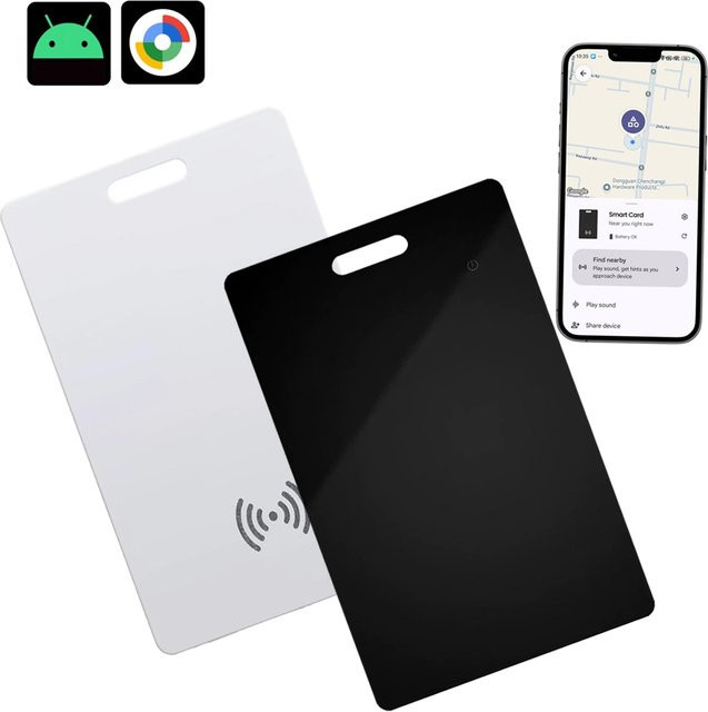 leapii Android Wallet Tracker Card Black – Wasserdichter wiederaufladbarer Tracker für Google Find My Device mit kabellosem Laden - Bild 1