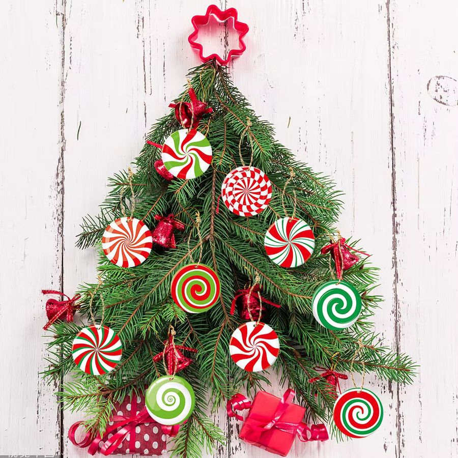Runtowo Weihnachtsmann Papier-Anhänger für Weihnachtsdekoration, Multicolor, Rund mit Aufhängung - Bild 2