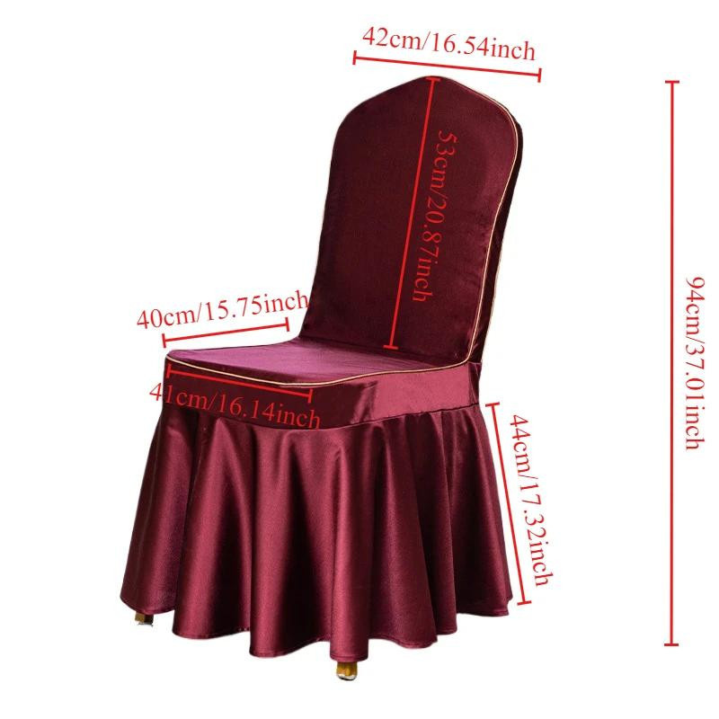 Yiran Furniture Elastischer Stuhlbezug aus Satin mit Rockfalten für Esszimmerstühle - Bild 2