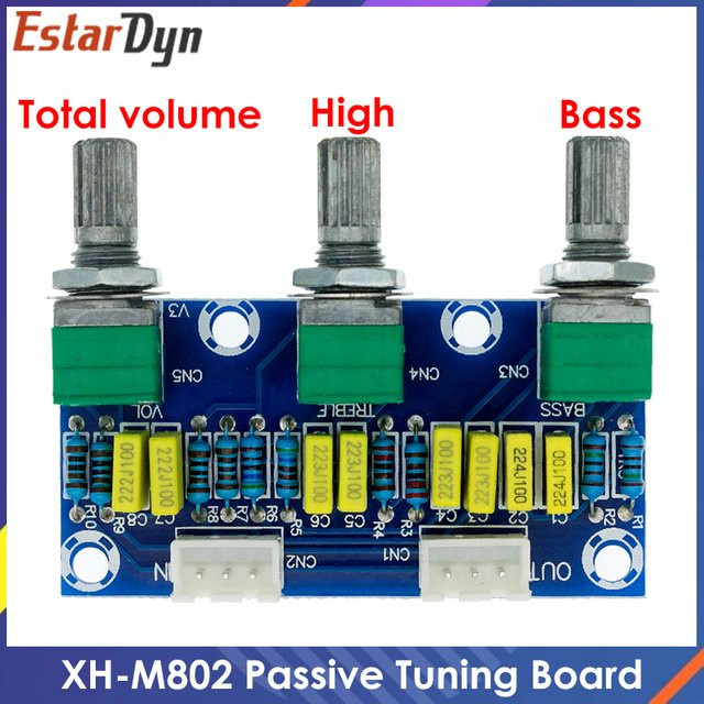 Estardyn XH-M802 Verstärkerplatine Hoch- und Niederspannungsmischer mit Lautstärkeregler und Subwoofer-Einstellung in Blau - Bild 1