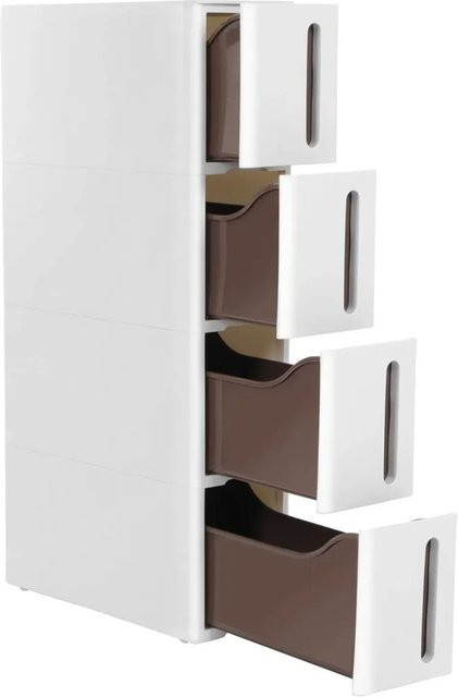 Songmics Nischenregal mit Rollen in Weiß-Braun, B/T/H: 45 x 17 x 84 cm - Bild 1