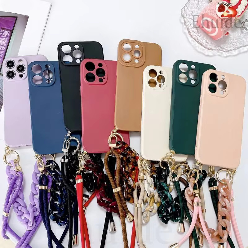 Marmor-Armband-Handyhülle für Xiaomi 15T 14T Redmi 15C 14C 15 POCO X8 Pro Max X7 Silikon-Crossbody-Hülle mit Umhängekordel und Kettenriemen in Pink - Bild 3