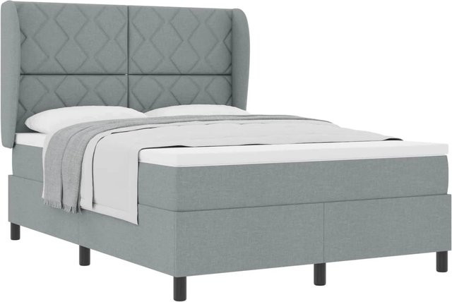 vidaXL Boxspringbett mit Matratze in Hellgrau, Stoff, B/T: 160 x 200 cm - Bild 1