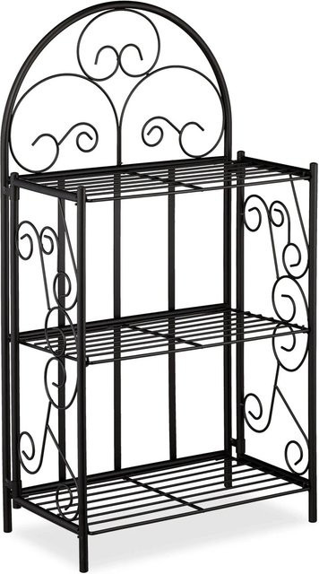 Relaxdays Blumenregal aus Eisen Schwarz klappbar für Garten Balkon und Innenbereich B/H/T: 44,5 x 83 x 25 cm - Bild 1