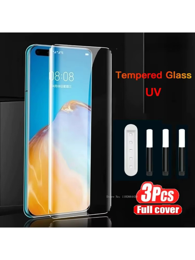 3er-Pack UV-gehärtetes Glas Display-Schutzfolie für Honor X9a X9b X9c 50 70 90 400 Pro 200 Pro 100 Pro in Transparent mit voller Abdeckung und Kleber-Aushärtung - Bild 7