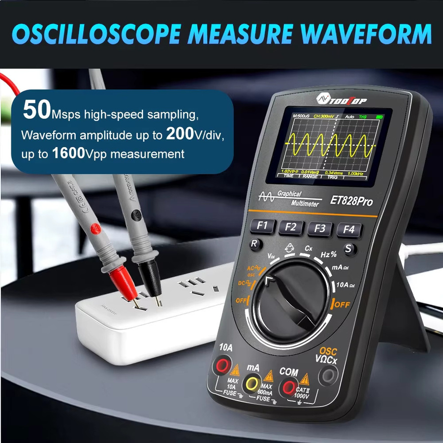 TOOLTOP ET828Pro Handheld Digital Oszilloskop mit 50 Msps und 10 MHz, True RMS Multimeter in Schwarz - Bild 3