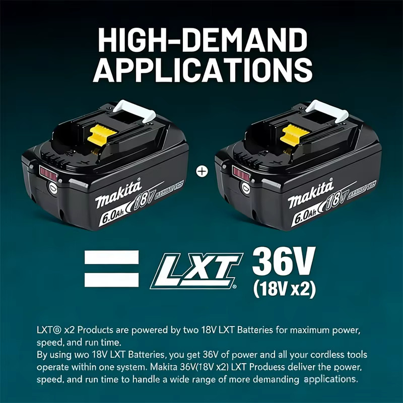 Makita Akku 18 V mit 6,0 Ah für Elektrowerkzeuge in Schwarz - Bild 2