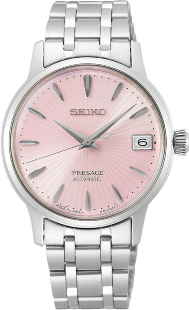 Seiko Presage Automatik Armbanduhr, Edelstahl, Rosa, 33 mm, Damen - Bild 1