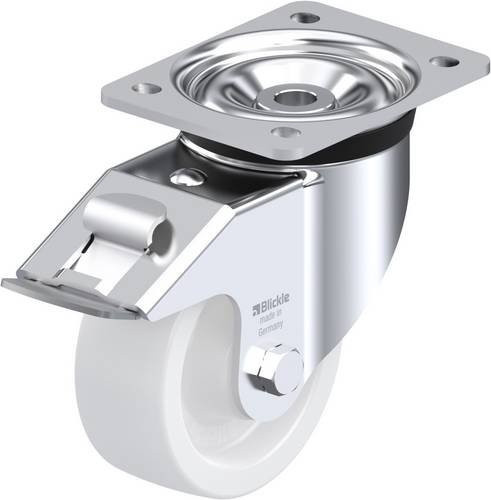 Blickle Lenkrolle LK-SPO 127G-FI mit Feststeller in Silber und Weiß, Rad-Durchmesser: 125 mm, Tragfähigkeit: 600 kg - Bild 1