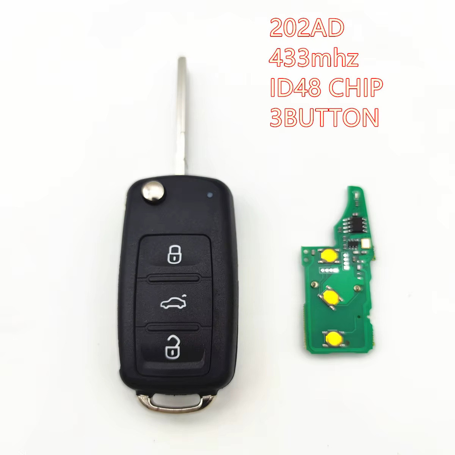 Wilongda Fernbedienung Auto Schlüssel 434 MHz ID48 Chip für VW Volkswagen Golf Passat Tiguan Polo Jetta Käfer, Farbe: Schwarz - Bild 2