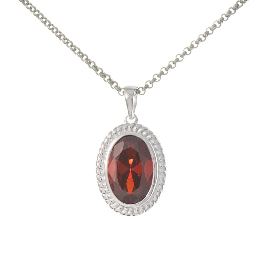 Anhänger mit Kette, 925 Silber, Zirkonia, rot, Unisex - Bild 1