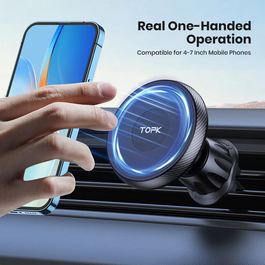 TOPK Magnetische Auto-Handyhalterung für Lüftungsschlitze in Schwarz, kompatibel mit MagSafe iPhone und Samsung, starker Magnethalter - Bild 6