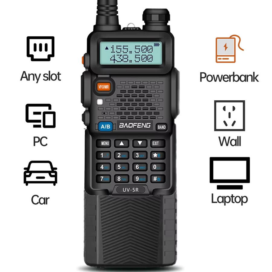 Baofeng UV-5R Handheld Walkie Talkie Dual-Band VHF UHF mit 128 Kanälen und FM Radio in Schwarz - Bild 3