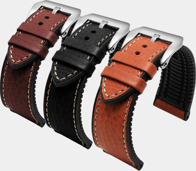 MEIKEJIA Uhrenarmband Leder, Edelstahl, Unisex - Bild 1