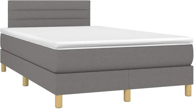 vidaXL Boxspringbett mit Matratze und LED-Unterbettbeleuchtung in Dunkelgrau, Hybrid-Bett mit USB-Ladeanschluss und Taschenfederkern, B/T: 120 x 190 cm - Bild 1