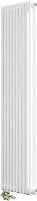 AICA Traditioneller Heizkörper im Gusseisenstil mit 2 Spalten und Seitenanschluss, Farbe: Weiß, B: 150 cm, H: 47 cm - Bild 1