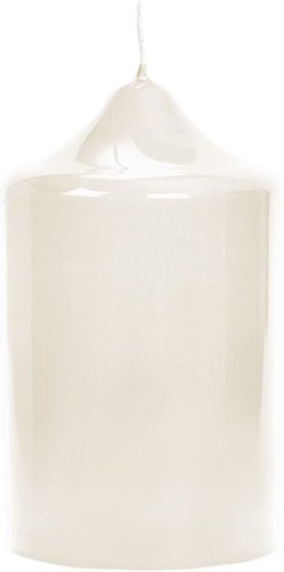 Fink Stumpenkerze aus Wachs in Weiß und Beige, rund, Durchmesser: 8,0 cm, Höhe: 10,0 cm - Bild 1