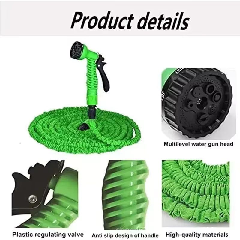 Multifunktionaler Teleskop-Hochdruckschlauch mit Wasserpistole in Grün für Garten, Autowäsche und Haushalt - Bild 4