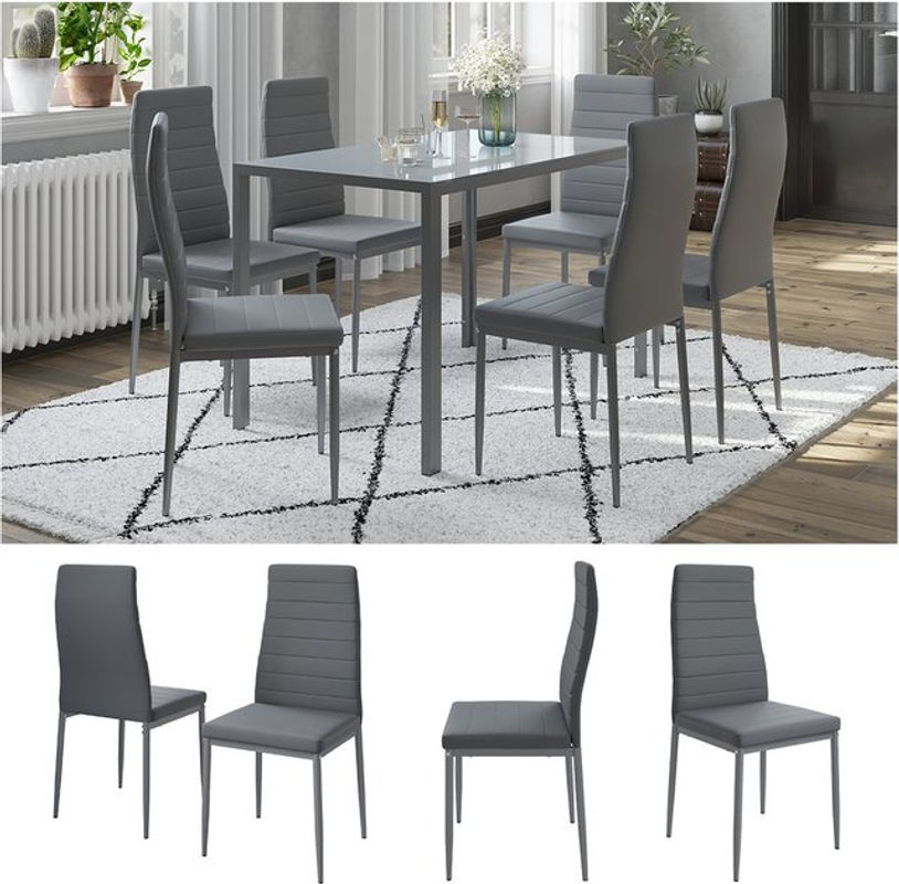 Vicco Esszimmerstuhl Grand Metall Grau, 6er Set, modern, B: 42,5 cm, H: 96 cm, T: 48 cm - Bild 2