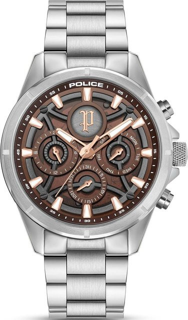 Police Herrenuhr Defender, Quarz, Edelstahl, 45 mm, Schwarz, 5 ATM - Bild 1