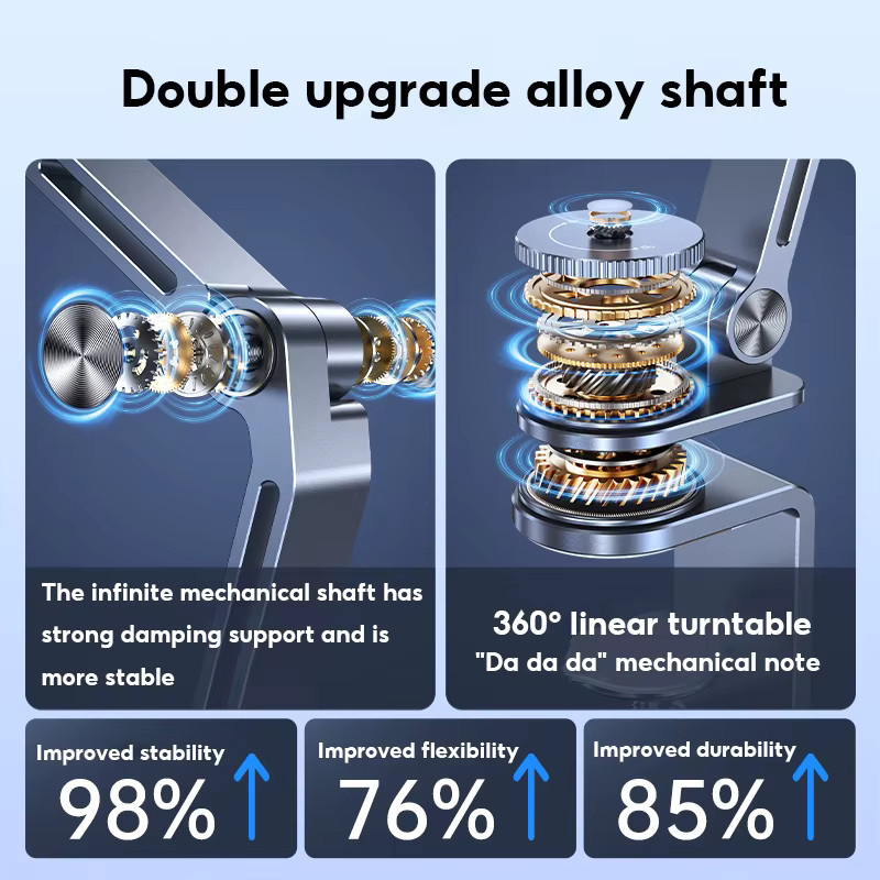MoZhao Magnetischer Tablet Ständer aus Aluminiumlegierung, 360 Grad rotierbar und zusammenklappbar, Desktop Telefonhalterung - Bild 4