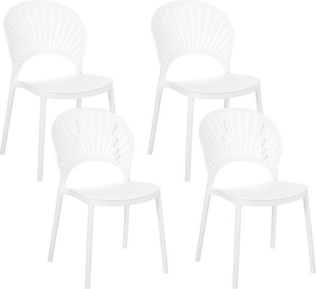 Beliani Esszimmerstuhl Weiss Modern Stapelbar B: 51 cm, T: 46 cm, H: 83 cm - Bild 1