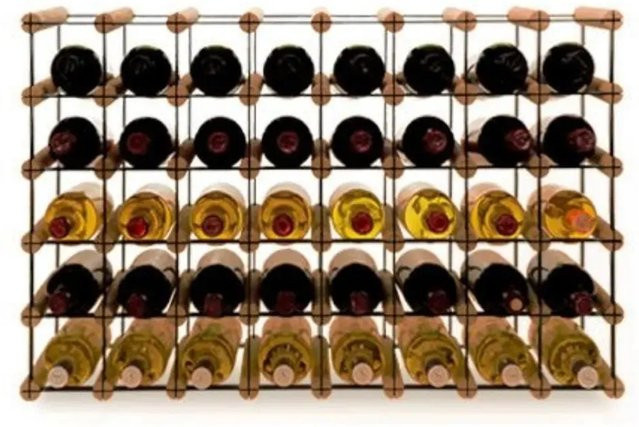 PROREGAL Modulares Weinregal Vinotega Mod Metal aus massivem Kiefernholz, Braun geölt, H x B x T: 52,5 x 82,5 x 24,5 cm - Bild 1