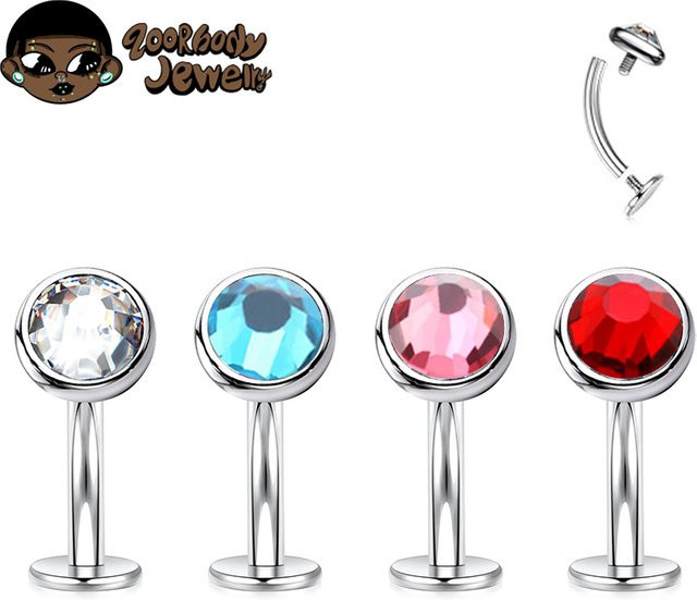 ZOORBODY JEWELRY Bauchnabelpiercing Titan, Kristall, Silber, Unisex - Bild 1