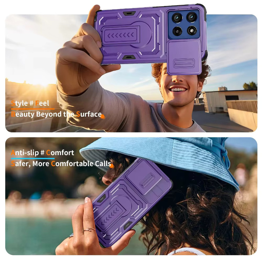 Motorola Handyhülle mit Anti-Drop-Klapphalter und Linsenschutz in Schwarz für Motorola G Stylus 5G 2025, Edge 2025, 60 Pro, G Power 2025 und 2026 - Bild 2