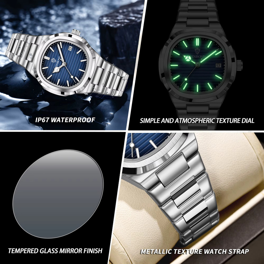 BINBOND Armbanduhr Edelstahl, Quarz, Blau, Silber, Damen - Bild 5