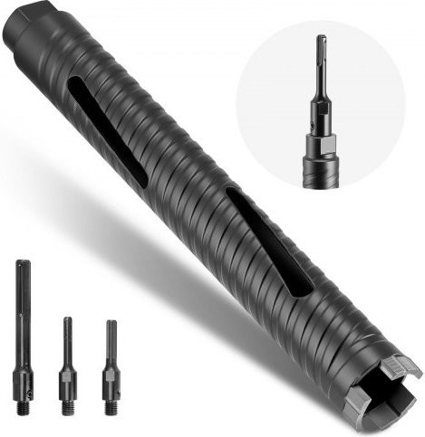 VEVOR Diamant-Kernbohrer Set mit M16 Innengewinde und 3 Adaptern, Durchmesser: 38 mm, Bohrtiefe: 241 mm, Farbe: Schwarz, für Stahlbeton, Ziegel und Mauerwerk - Bild 1