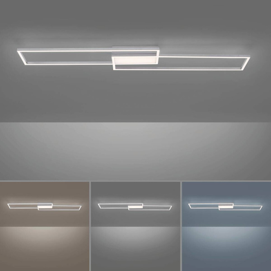 Just Light LED-Deckenleuchte Asmin in Stahlfarben, dimmbar mit Fernbedienung, B/H/T: 25,5 x 6,0 x 109,5 cm - Bild 2
