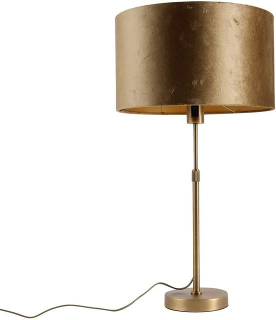 QAZQA Tischleuchte in Bronze mit Samtschirm und höhenverstellbarer Funktion, Höhe: 35 cm - Bild 1