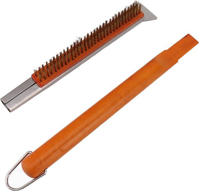 CosyHome Pizzaofenbürste mit Kupferdraht und Schaber, 21 Zoll, Orange - Bild 1