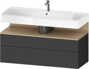 Duravit Waschtischunterschrank Qatego in Grau Matt mit 1 Schrank und 1 Auszug, Wandmontage, B/T/H: 119 x 47 x 59 cm - Bild 1