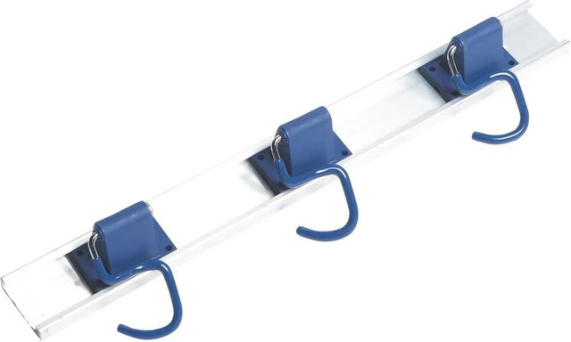 LUX-TOOLS Geräteschiene Comfort mit PVC-Beschichtung und 3 Haken aus Aluminium und Edelstahl - Bild 1