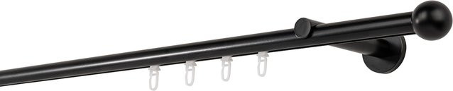 Ondeco Gardinenstange auf Maß Schwarz 1-lauf mit Wandträger und Gleiter, Innenlauf 20mm, Breite: 320 cm - Bild 1