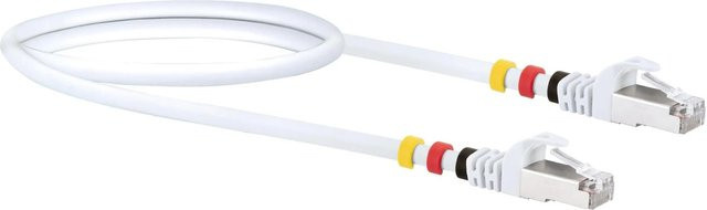 Schwaiger CAT7 S/FTP Ethernet LAN Netzwerkkabel mit 3 Farbclips, Weiß, 0,5 m - Bild 1