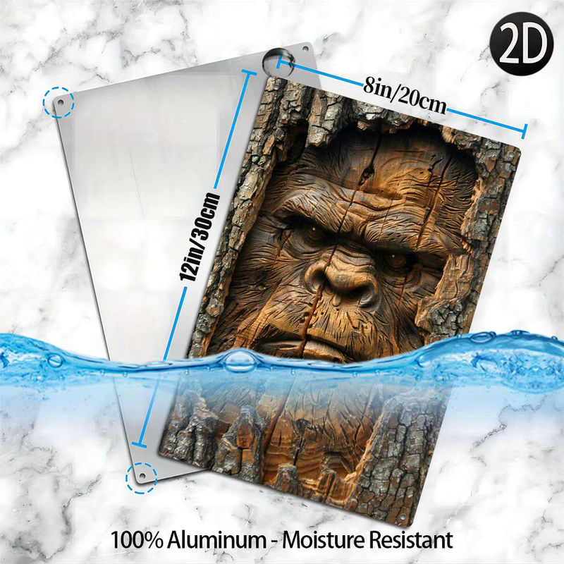 HELLOYOUNG Bigfoot Wandschild aus Metall in Braun, Rechteckiges Wandbild im Querformat, B: 30 cm, H: 20 cm - Bild 4