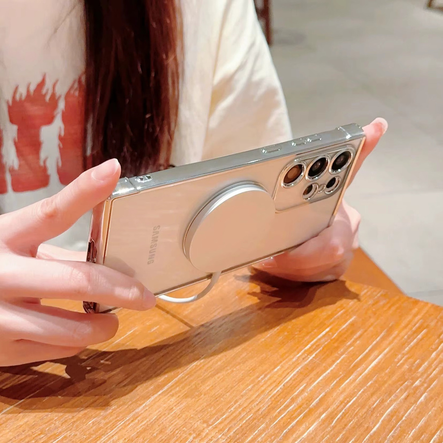 Transparente Magnetische MagSafe Silikonhülle für Samsung Galaxy S26 S25 S24 S23 S22 S21 Ultra Plus FE in Lila - Bild 2