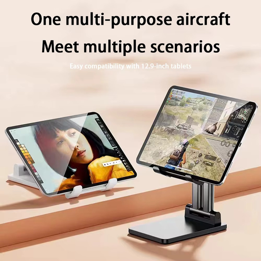 KJOY Faltbarer Desktop-Telefonhalter aus Aluminiumlegierung in Weiß, Universeller Schreibtischständer für Smartphones kompatibel mit iPhone, Huawei und Xiaomi - Bild 4