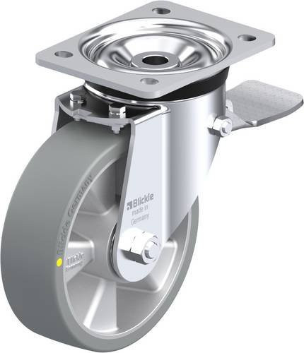 Blickle Lenkrolle LK-ALTH 160K-ST-AS mit Feststeller, silber, Rad-Durchmesser: 16 cm, Tragfähigkeit: 600 kg - Bild 1