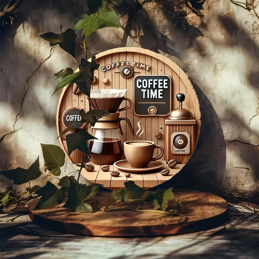 Vintage Kaffee Wandkunst CIFBUY Runde 2D-Scheiben Dekoration für Bar und Café - Bild 5