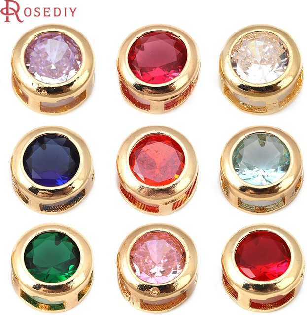 Rosediy Abstandhalter Perlen Charms, 6mm 9mm, 18 Karat Gold Farbe, Messing und Glas, Unisex - Bild 1