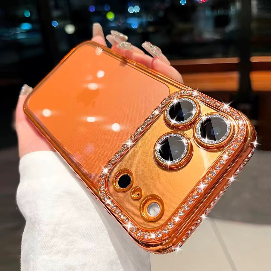 Glitzernde Strass Handyhülle für Apple iPhone 17 16 15 14 13 12 Pro Max 11 17 Air in Transparent und Pink, stoßfeste Schutzhülle - Bild 2